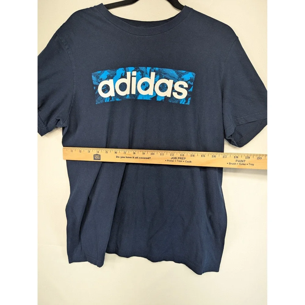 Adidas Navy Blue T‎ Shirt Large Logo Graphic Short Sleeve Casual Men's L